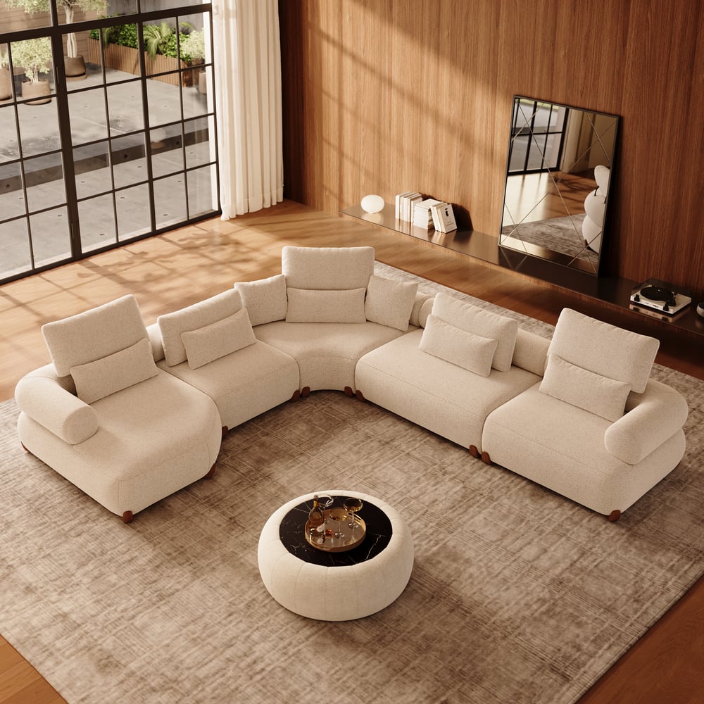 L-Shaped Chenille Adjustable Backrest Sectional Sofa window image