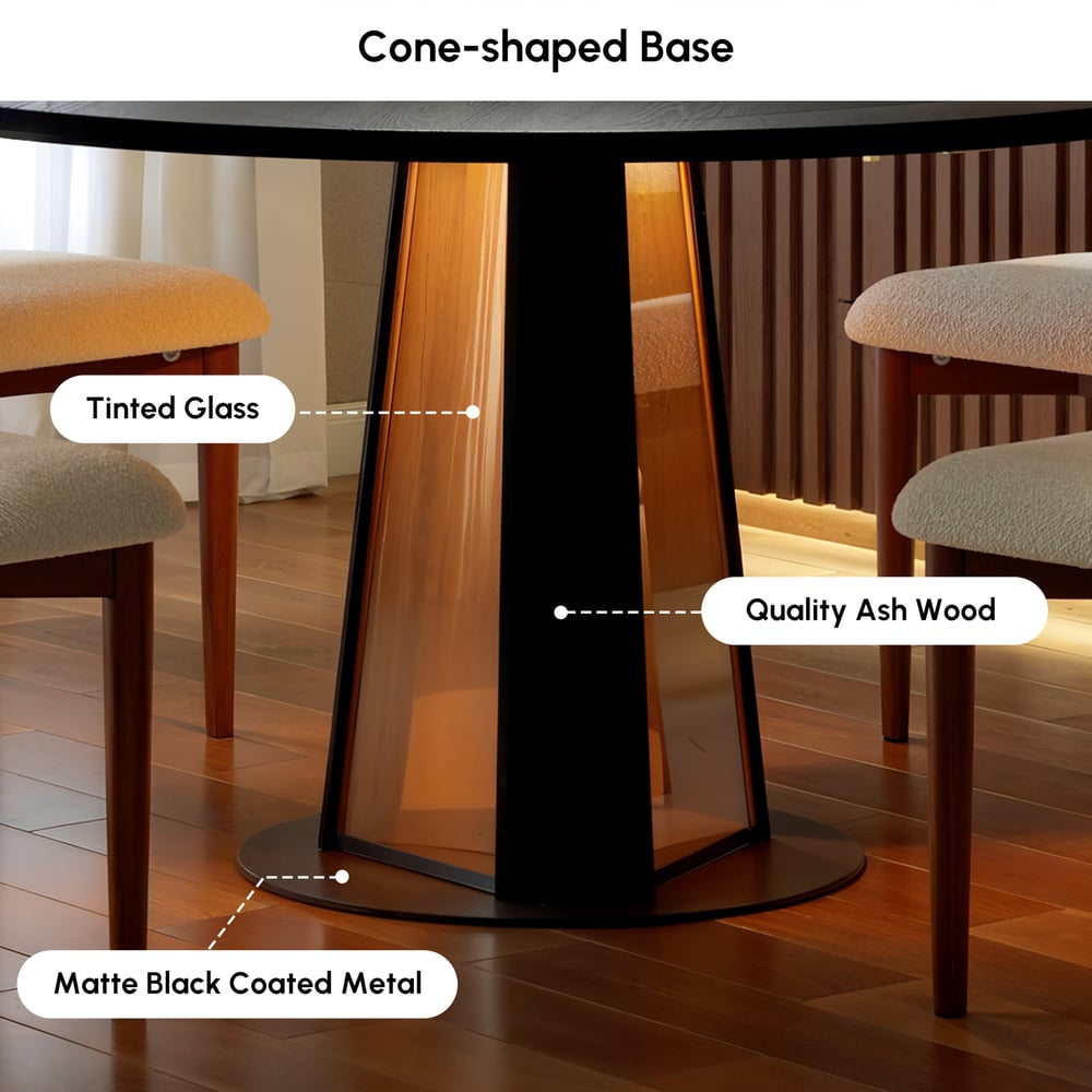 36"-47" Solid Black Wood Extendable Dining Table with Light window image