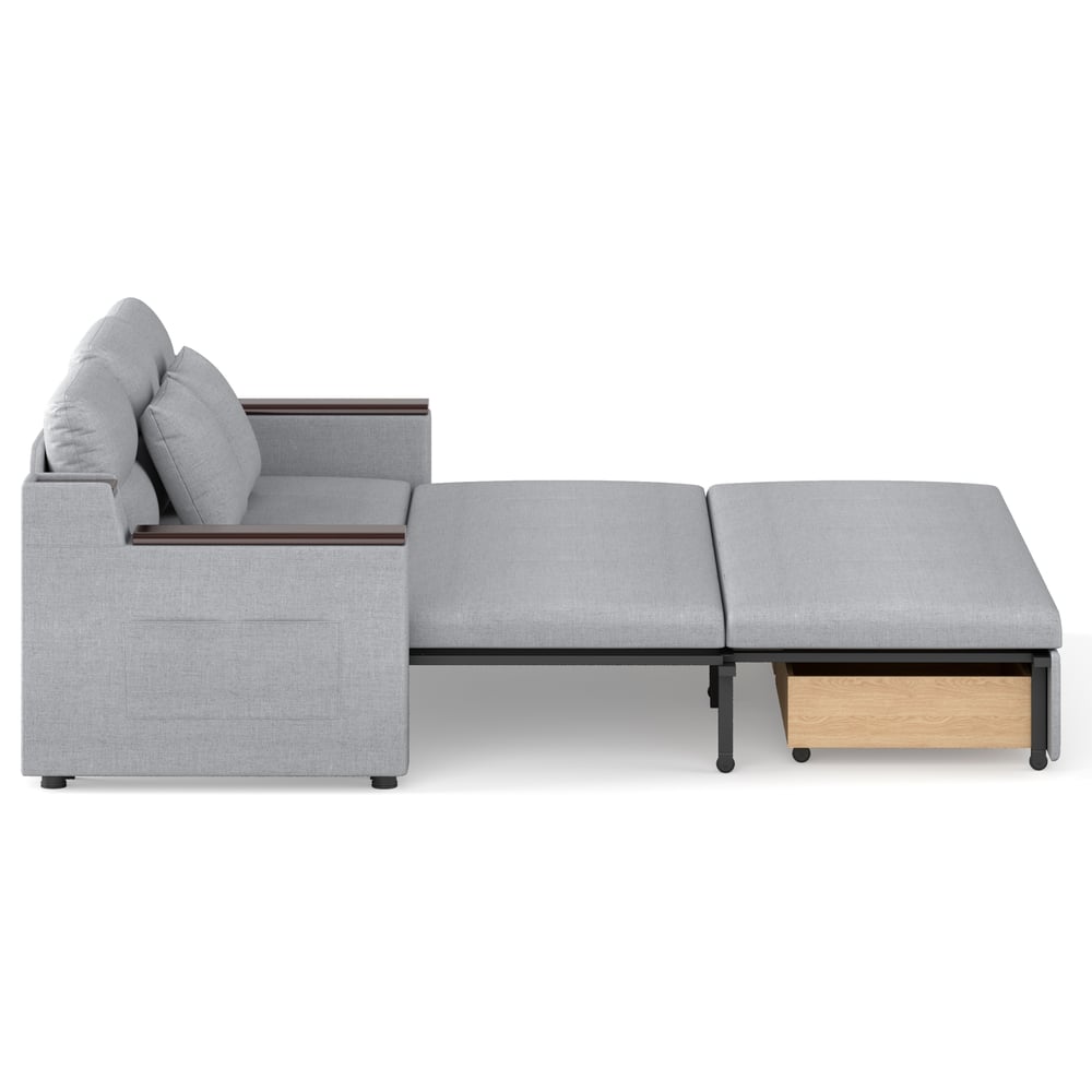Canapé convertible 3 places en coton et lin avec rangement, 210 cm image de fenêtre