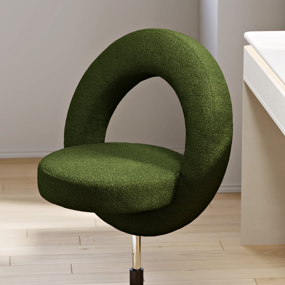 Modern Bouclé Adjustable Vanity Stool with Backrest window image