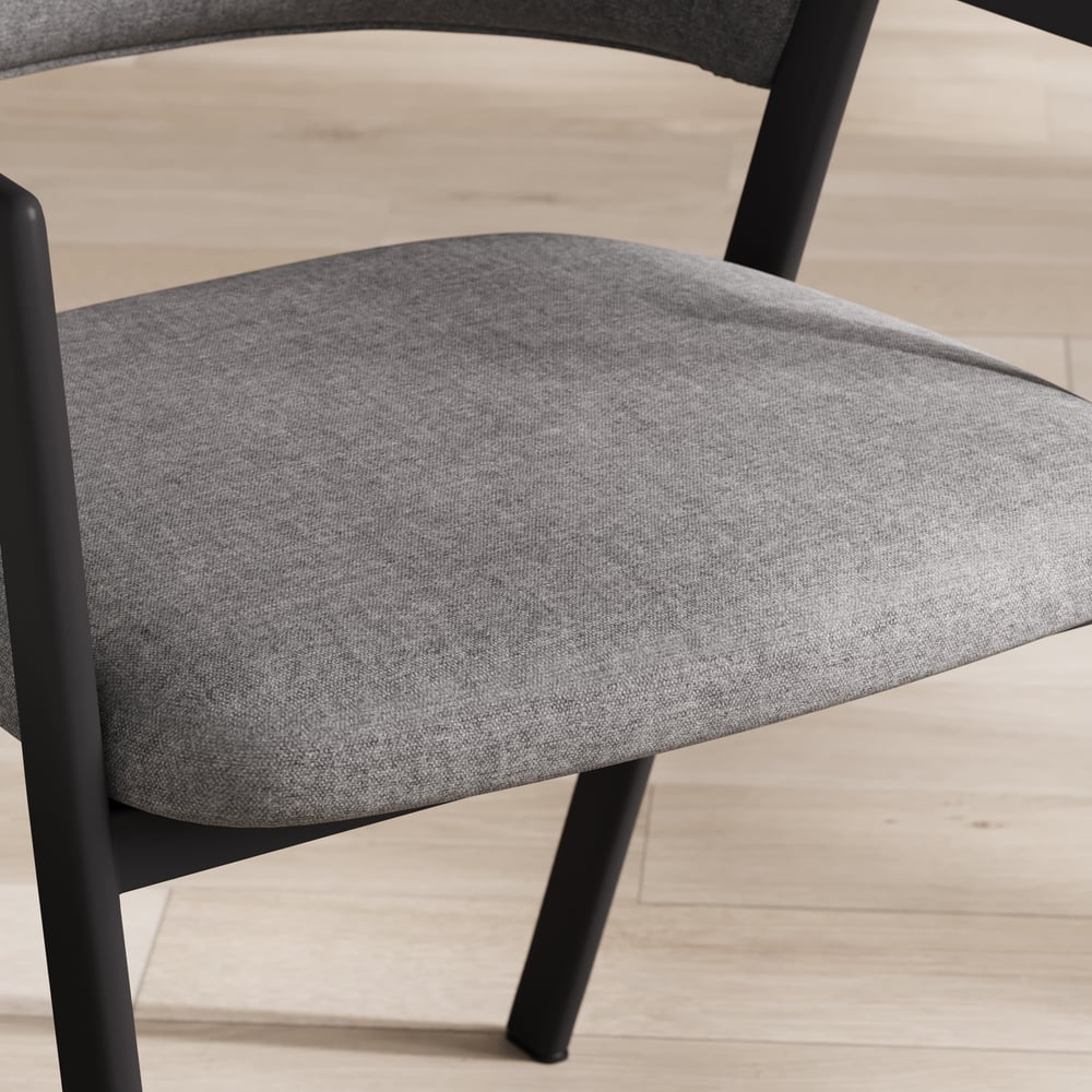 Set of 2 Modern Dining Chairs with Linen Upholstery Gray window image