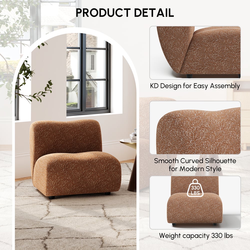 17" Boucle Upholstered Curved Slipper Accent Chair window image