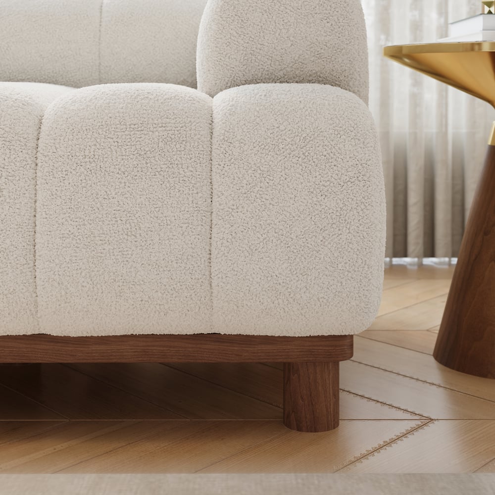 49" Boucle Lounge Accent Chair with Armrest and Wood Legs window image