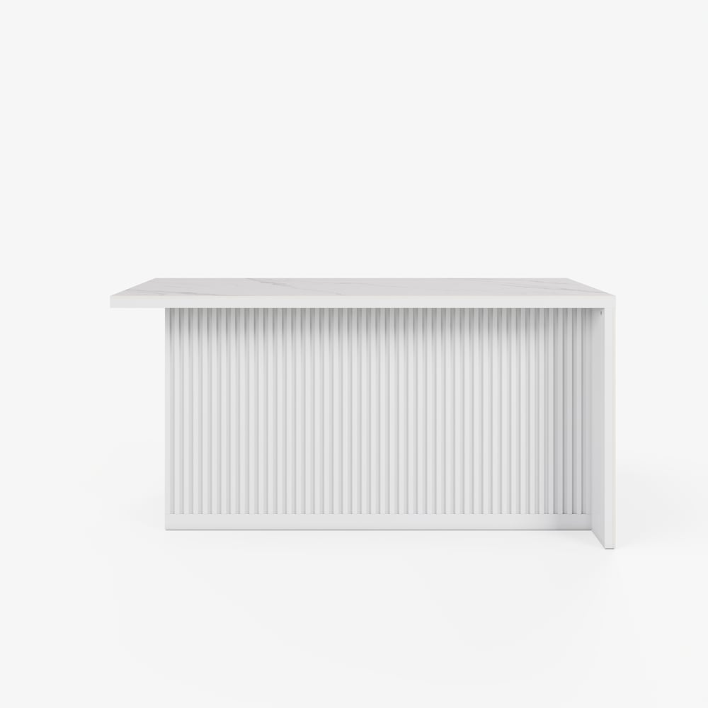 Modern 72" Sintered Stone Kitchen Island with Ample Storage, White window image