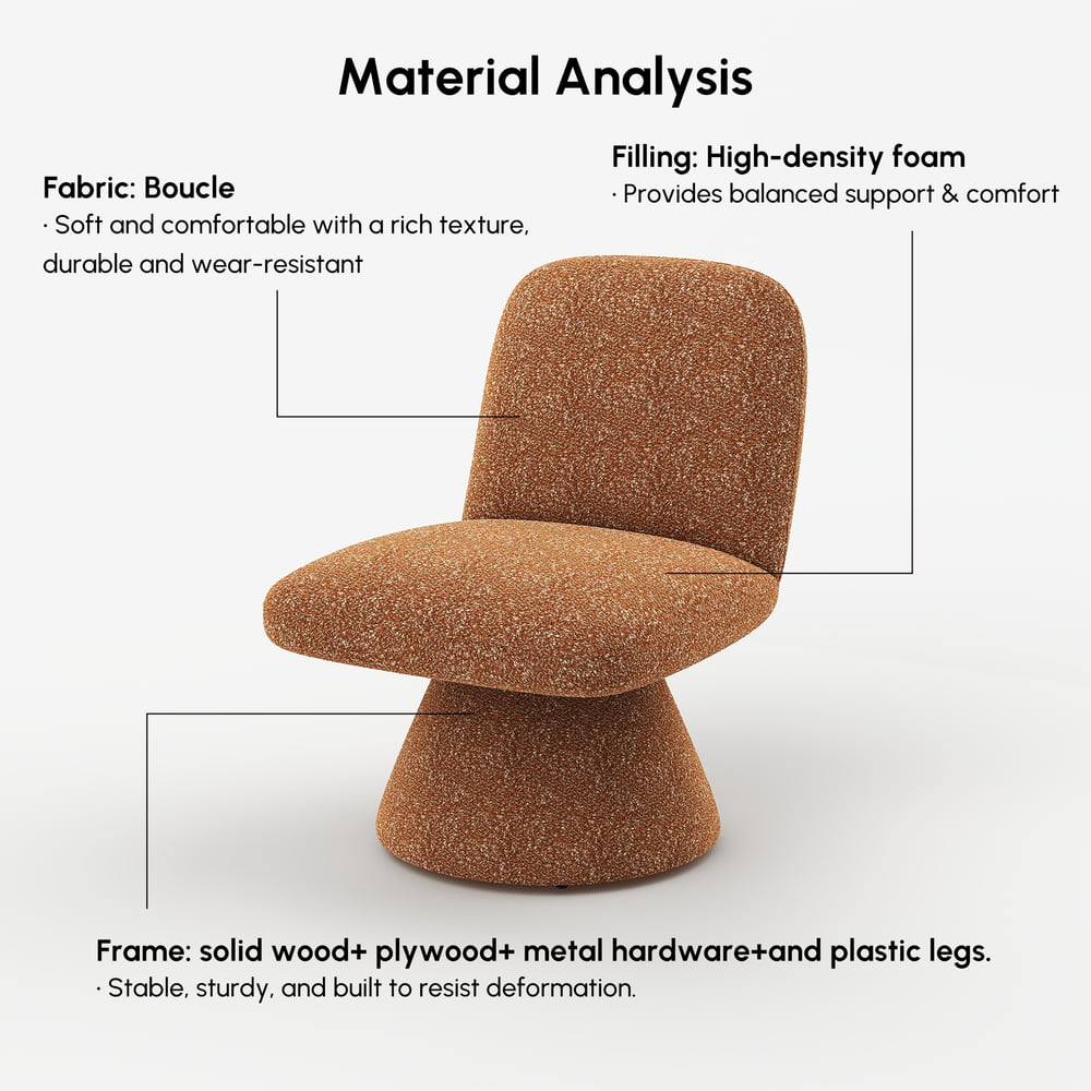 18" Performance Boucle Upholstered Swivel Slipper Accent Chair window image