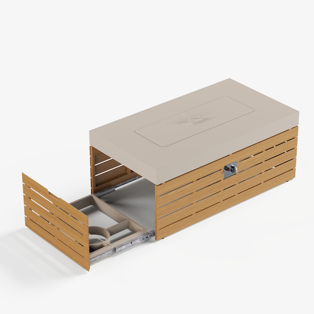 Tevara Outdoor 47" Propane Smokeless Aluminum Rectangular Fire Pit Table in Sand window image