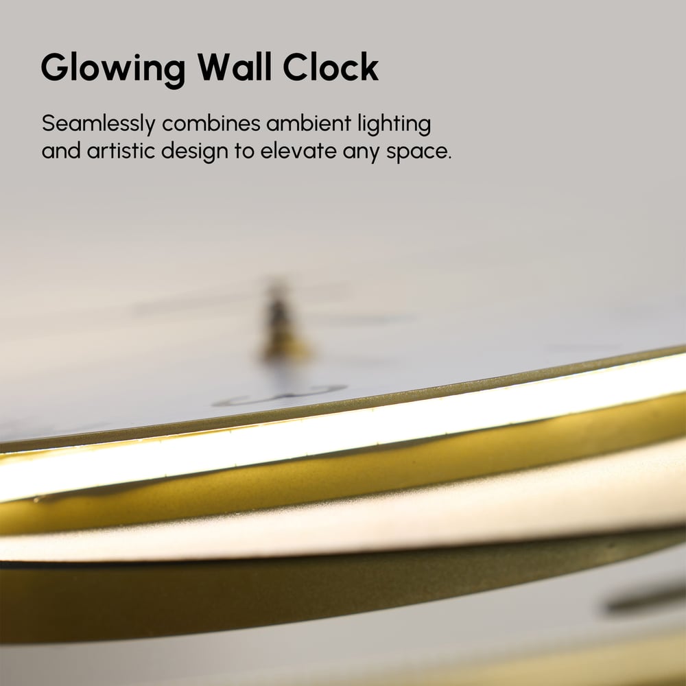 77cm Modern Metal Wall Clock with Dimmable LED Light and Remote Control window image