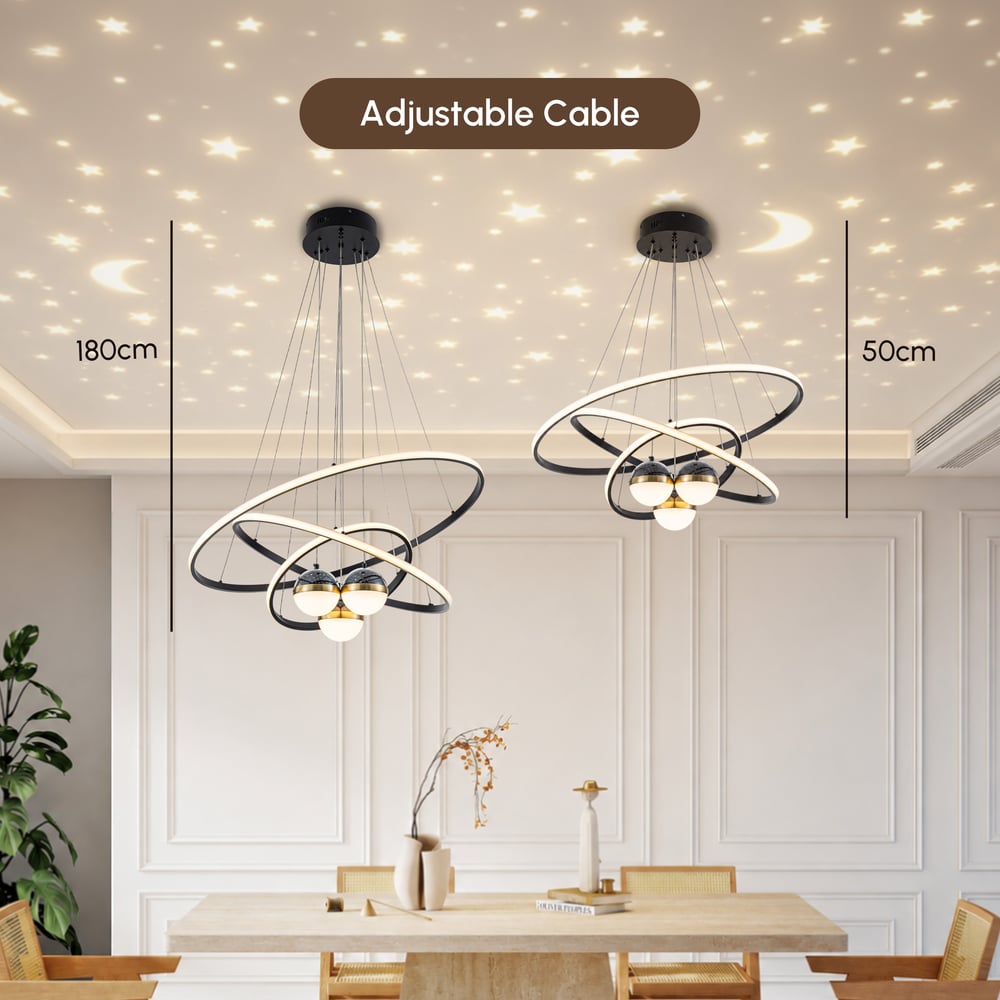 31" 6-Light LED Chandelier with Starry Projection, Dimmable & Adjustable window image