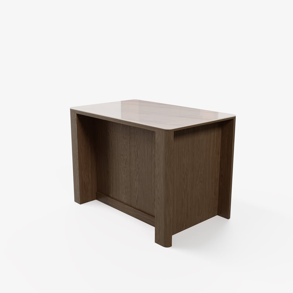 Mid-Century 51" Glossy Sintered Stone Top Kitchen Island with Storage, Smoked Brown window image
