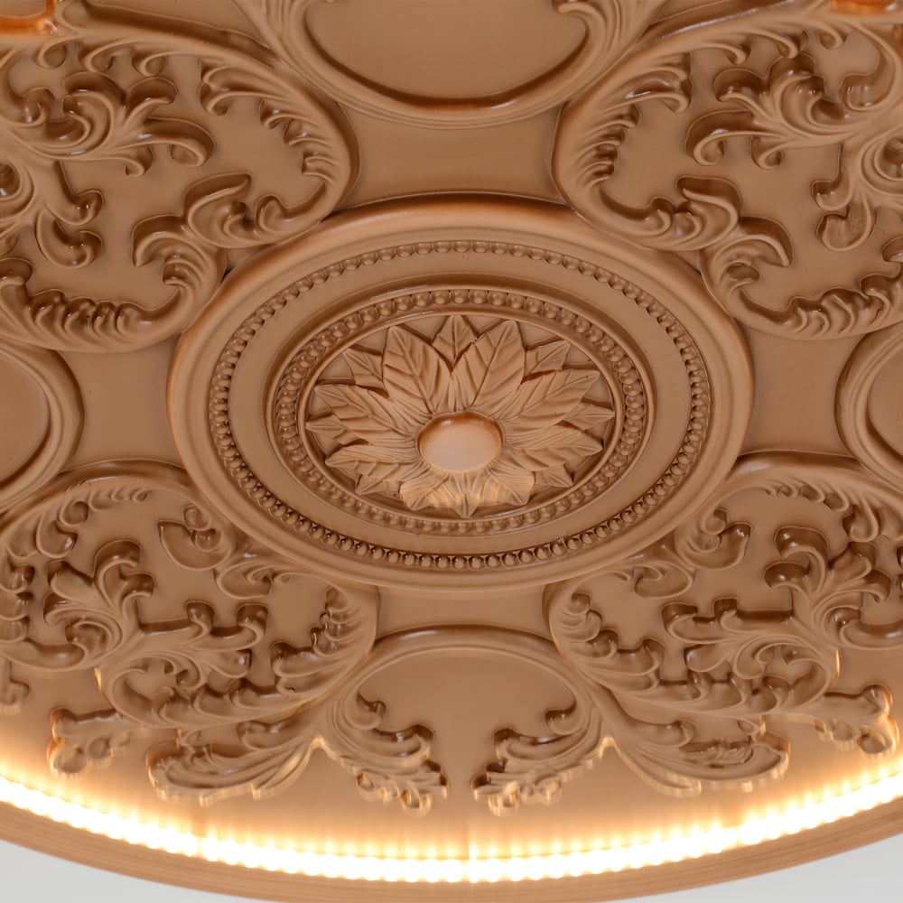 Franse Elegante Natuurlijke Hars 3D Gebeeldhouwde LED 3-Modus Dimbaar Plafondlamp voor Montage vlak tegen het Plafond Vensterafbeelding