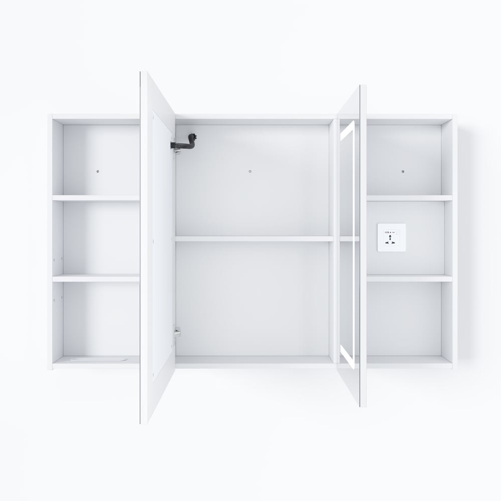 47" LED Bathroom Medicine Cabinet Dimmable with Defogger, Tissue Slot and Outlet window image