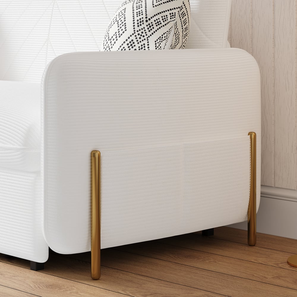 60" Queen 3-Seater Corduroy Convertible Sleeper Sofa window image