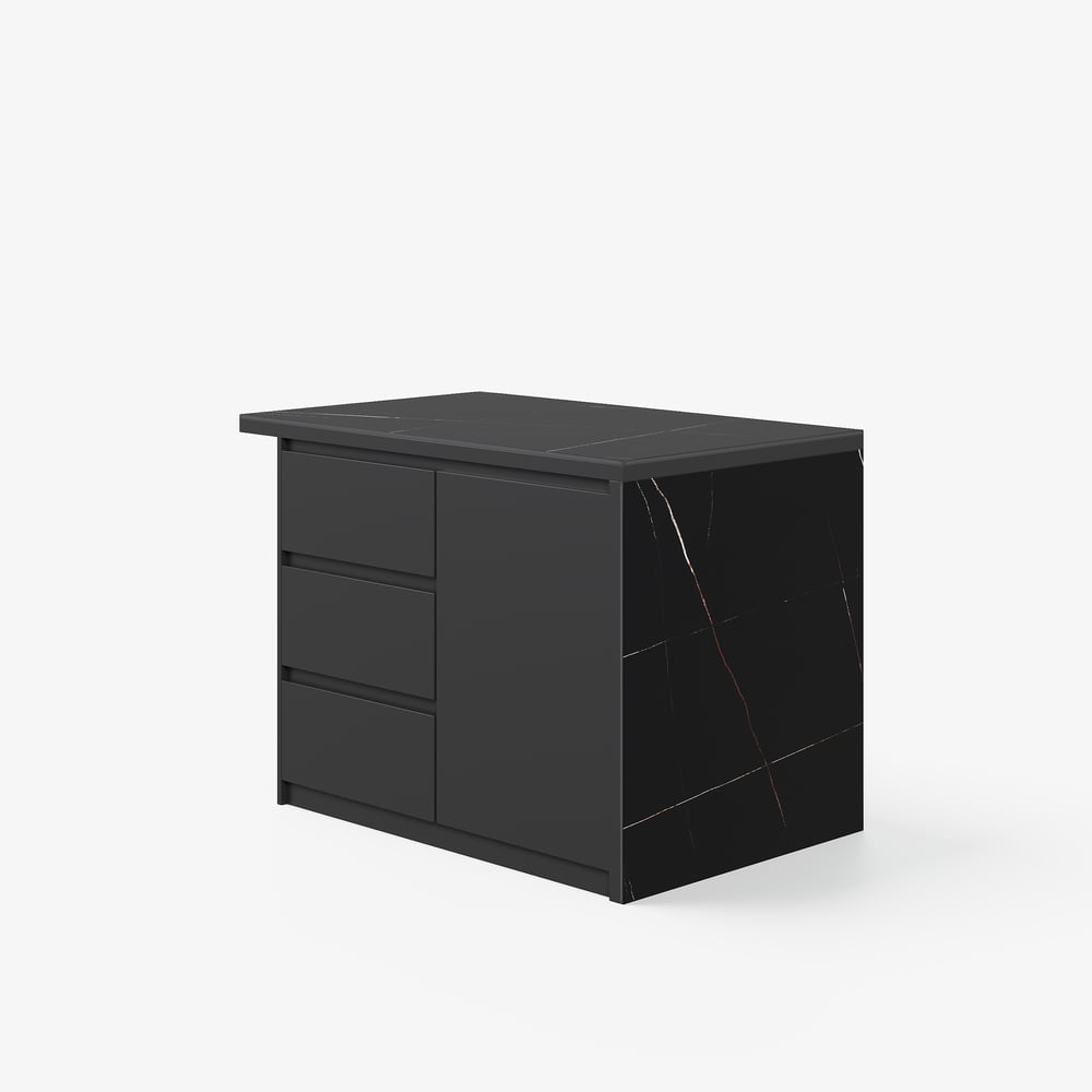 Modern 50" Matte Sintered Stone Kitchen Island with Storage, Black window image