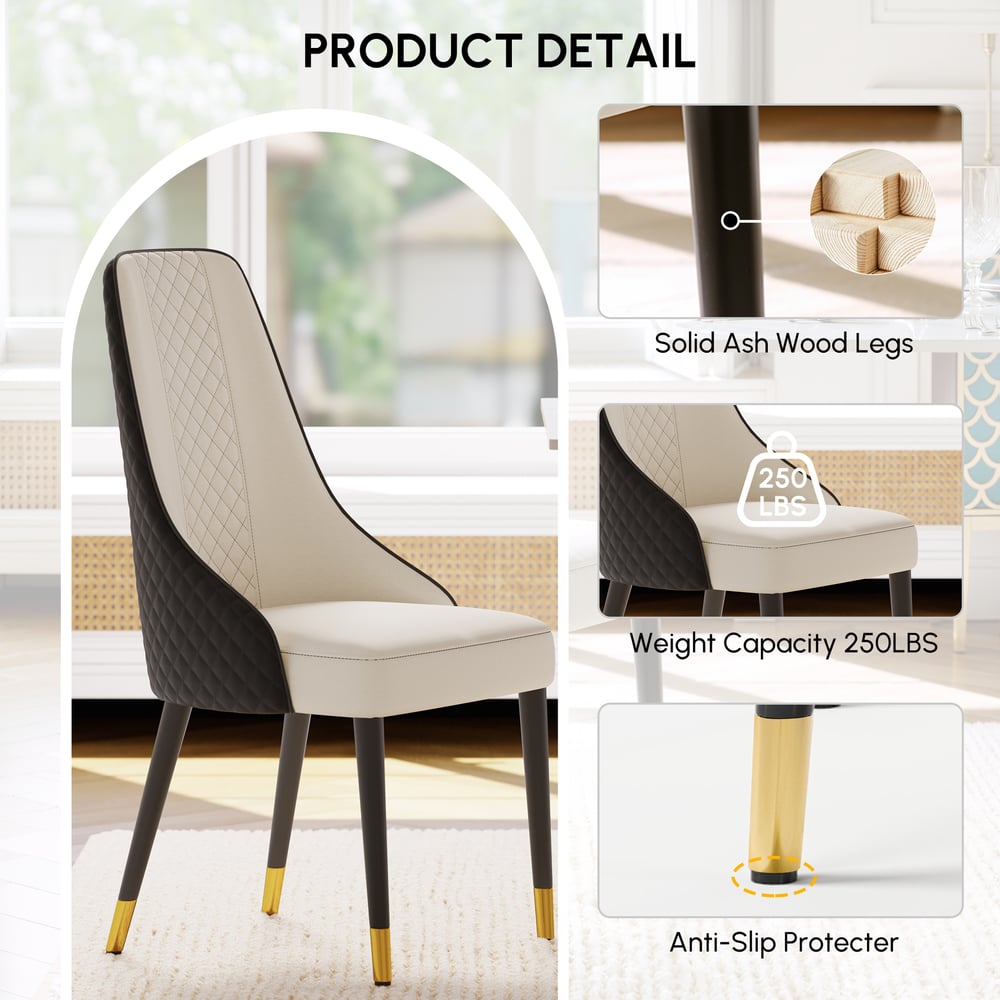 Diamic Black Faux Leather Dining Chairs with Upholstered, 2 Pieces window image