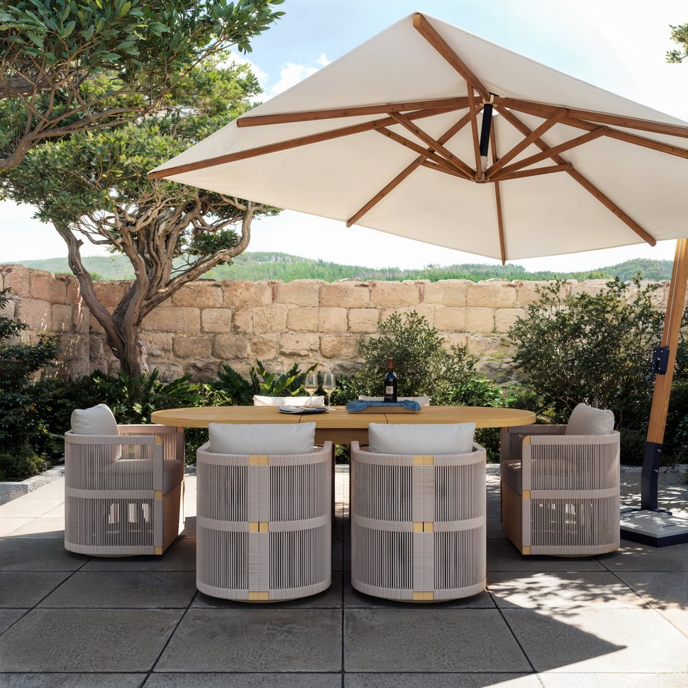 Costra Outdoor Aluminum & Rope Weave Swivel Dining Chairs, Set of 2 window image