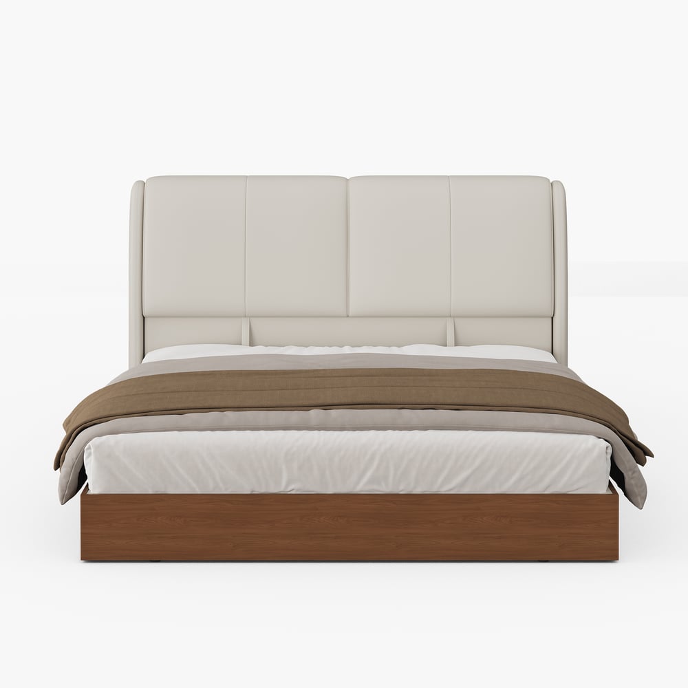King Genuine Leather Storage Bed with Adjustable Headboard window image