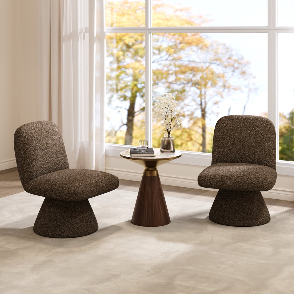 18" Boucle Upholstered Swivel Slipper Accent Chair window image