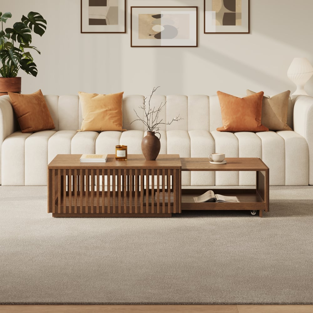 33"-55" Extendable Walnut Coffee Table with Storage window image
