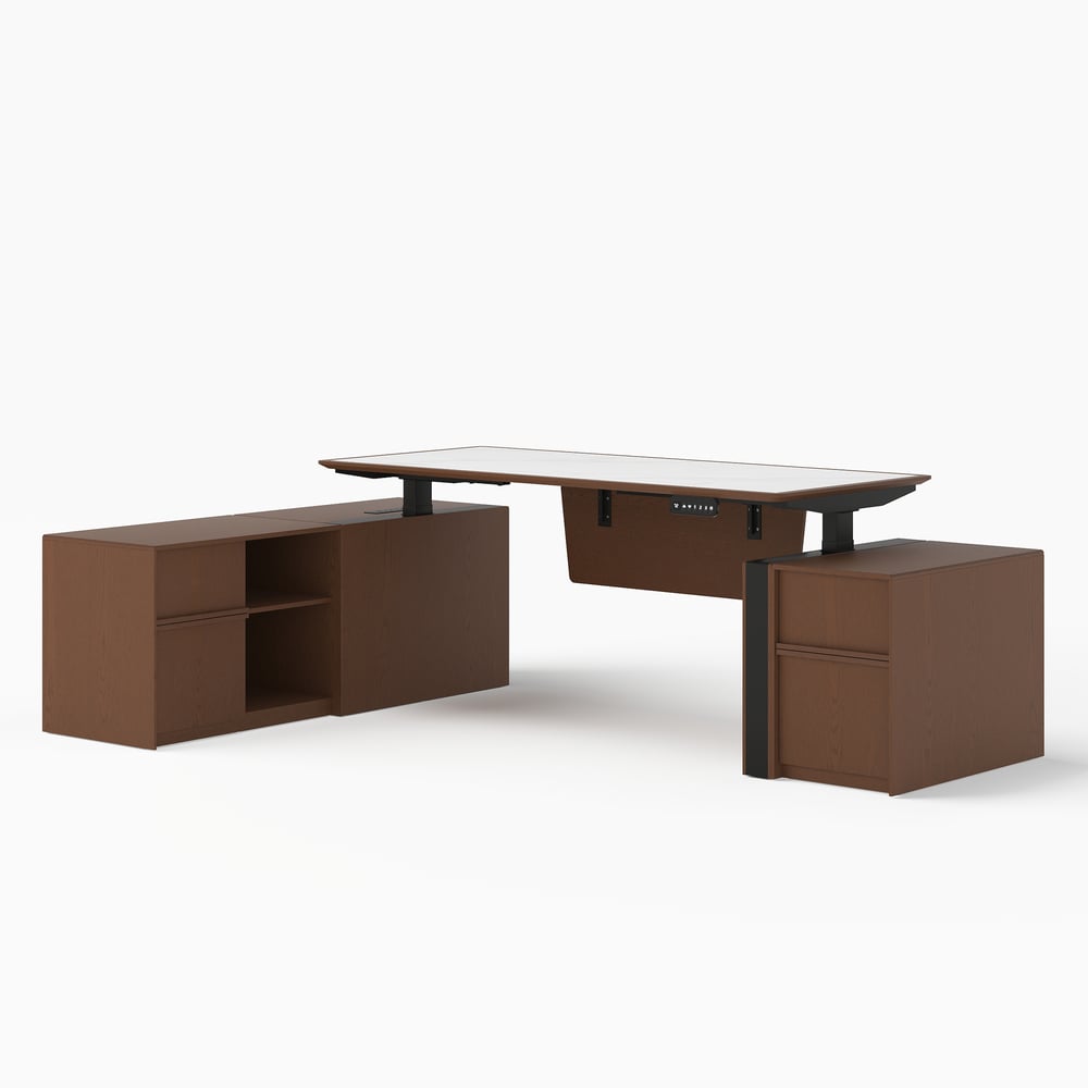 Modern 71" Modular Executive Standing Desk with Storage, Power Access & Memory Control window image