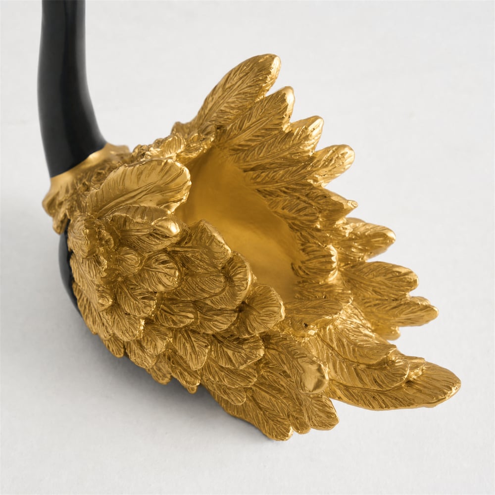 2-Piece Resin Swan Figurines, Black & Gold Decorative Storage Set window image