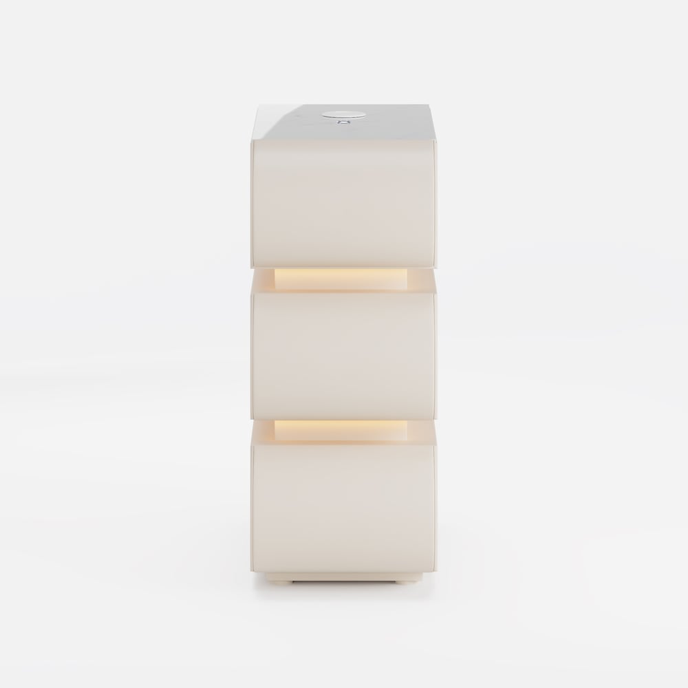 Narrow Humply Leather 3-Drawer Smart Nightstand with Sintered Stone Top window image