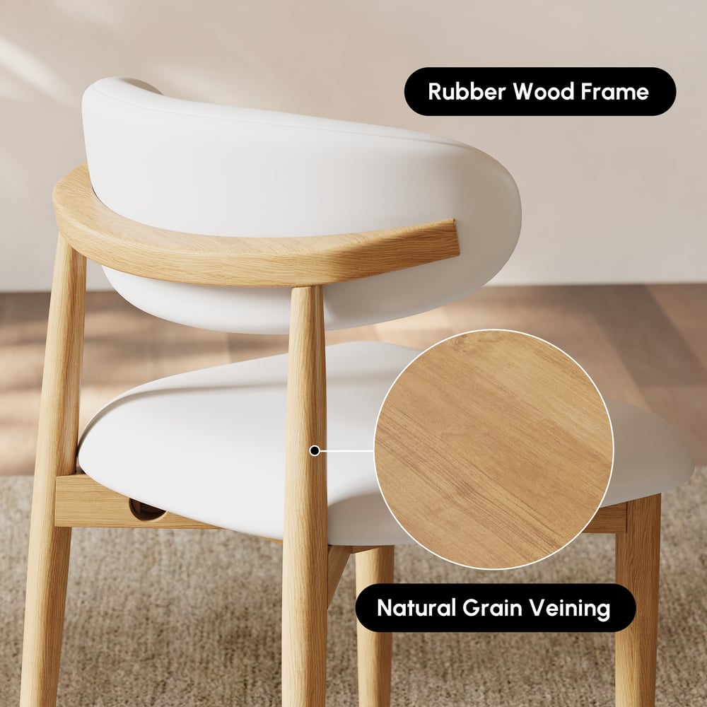 Modern PU Leather Dining Chair with Rubber Wood Legs, 1 Piece window image