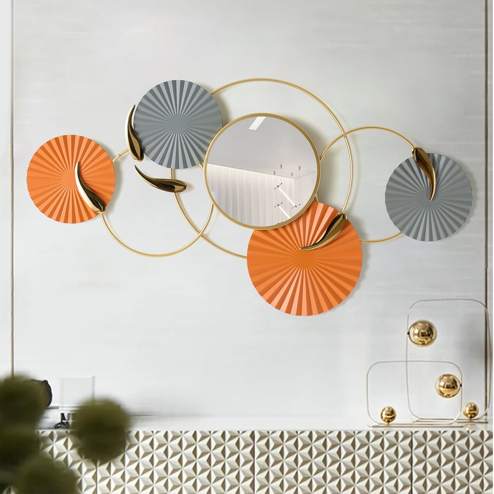 46" Modern Wall Mirror – Geometric Iron Art Decorative Mirror window image