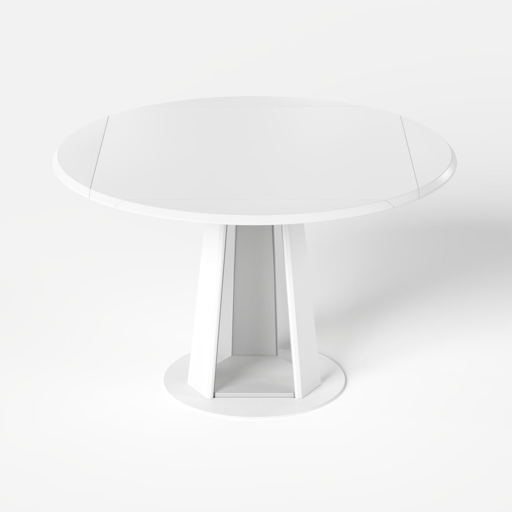36"-47" Solid Matte Warm White Wood Extendable Dining Table with Light window image