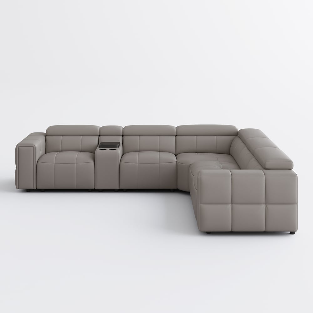 Genuine Leather Built-In Cooler Power Reclining Sofa window image