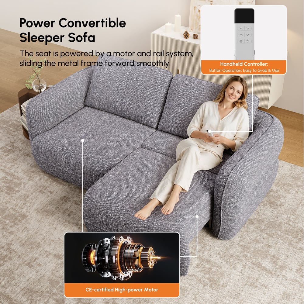 Canapé-lit convertible moderne de 220 cm, 2 places, en chenille, avec télécommande image de fenêtre