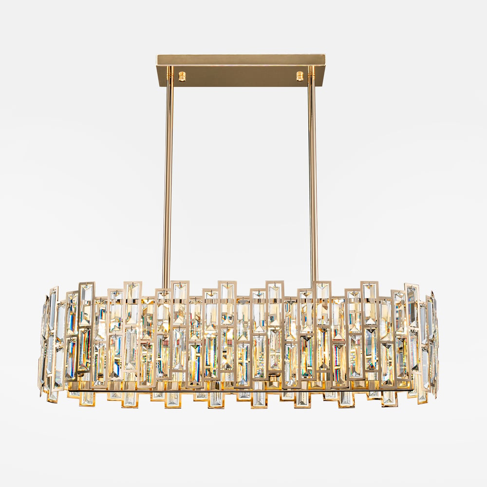 31" Modern Crystal Glod Ceiling Lights with Adjustable Height and Brightness window image