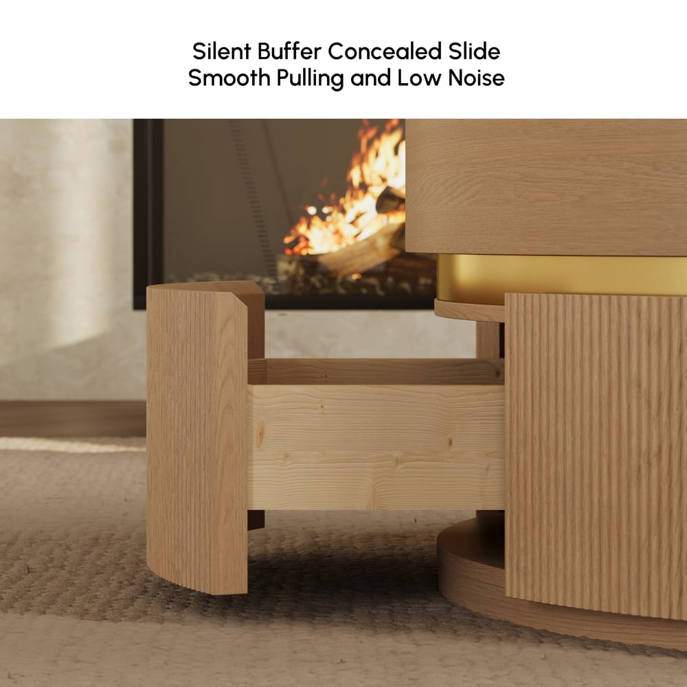 32" Fluted Lift-Top Round Coffee Table with 2 Drawers window image