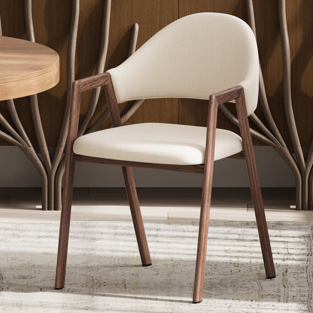 Chaise de salle à manger en lin blanc chaud, lot de 2 image de fenêtre