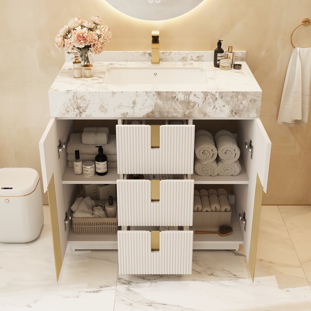 915mm Artus Freestanding Bathroom Vanity Single Sink Vanity Cabinet Sintered Stone Top window image