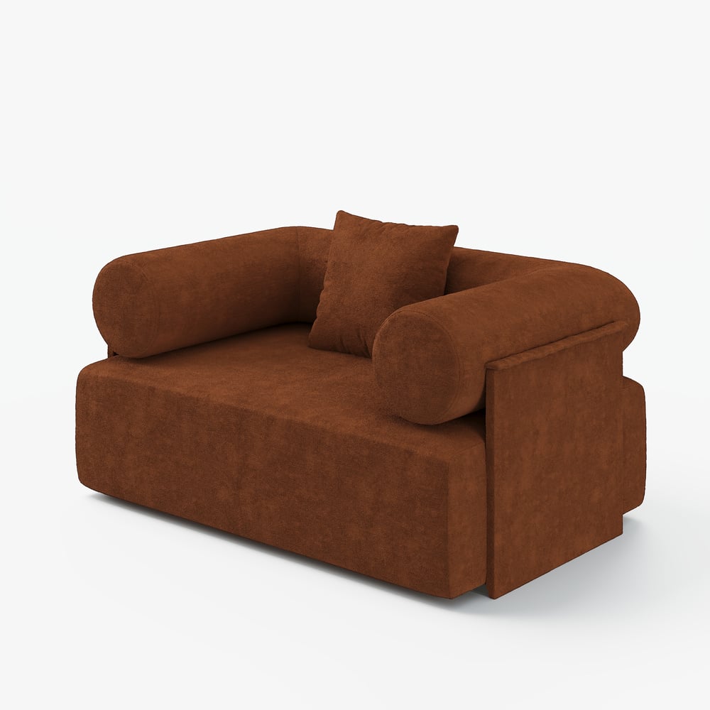 Serene Modern Rust Velvet Lounge Accent Chair window image