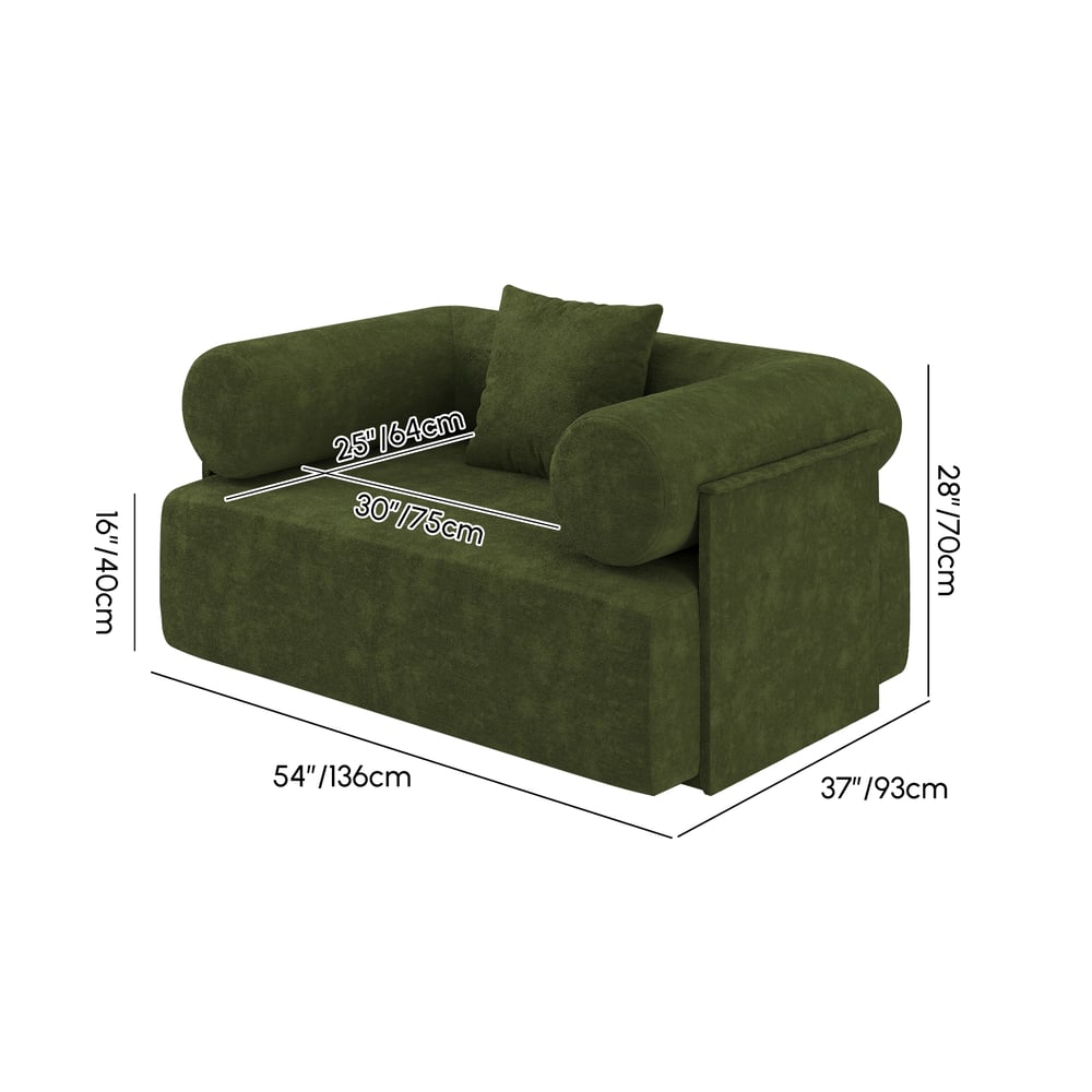 Serene Modern Green Velvet Lounge Accent Chair weights dimensions image