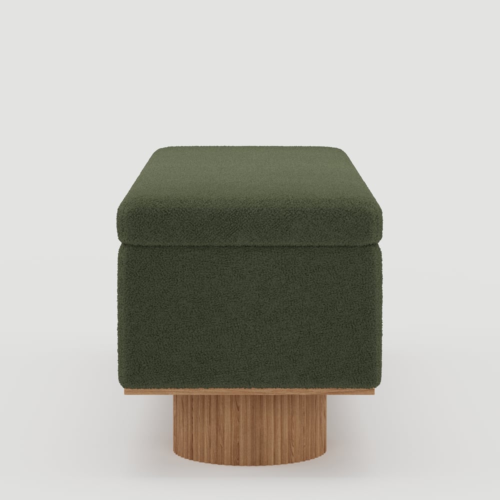 Teddy Fabric Fluffy Faux Fur Flip Top Wood Storage Entryway Bench window image