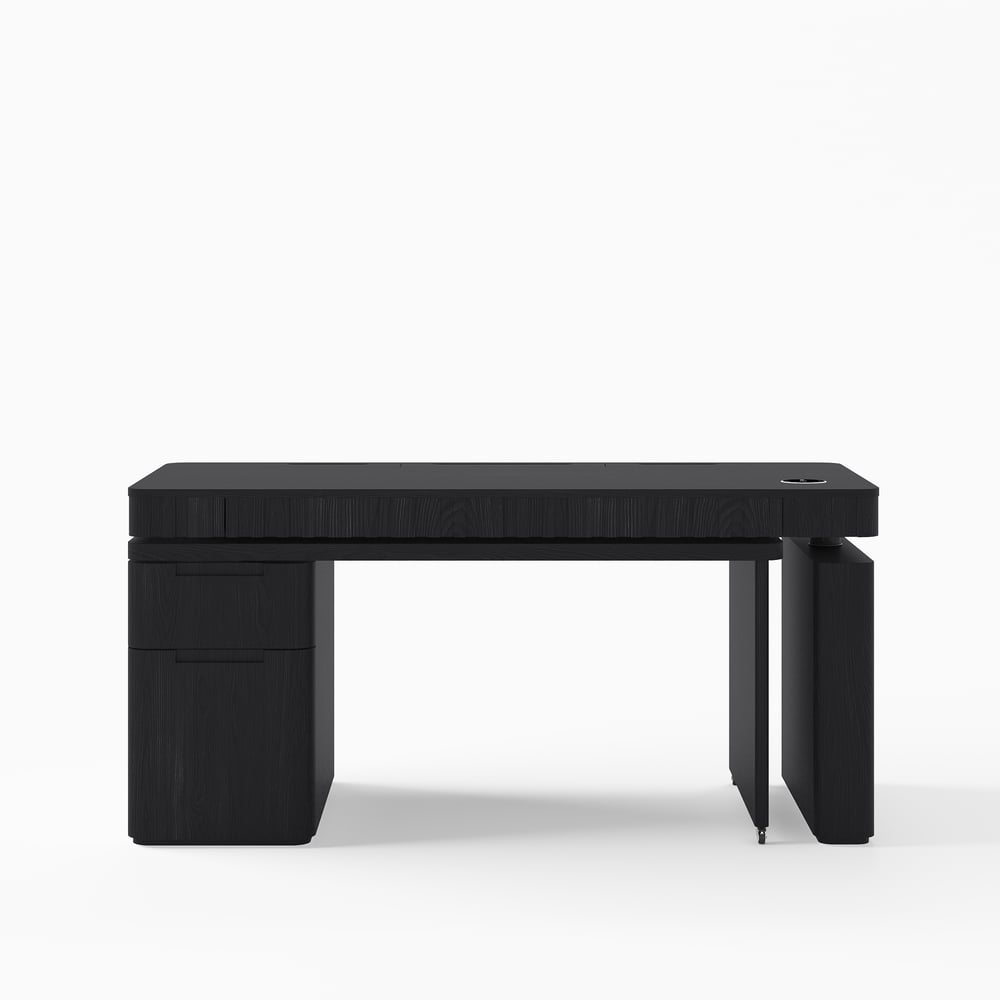 Bureau Aura 160 cm Noir Cannelé à Rotation 360 Degrés Bureau Debout Électrique Réglable image de fenêtre