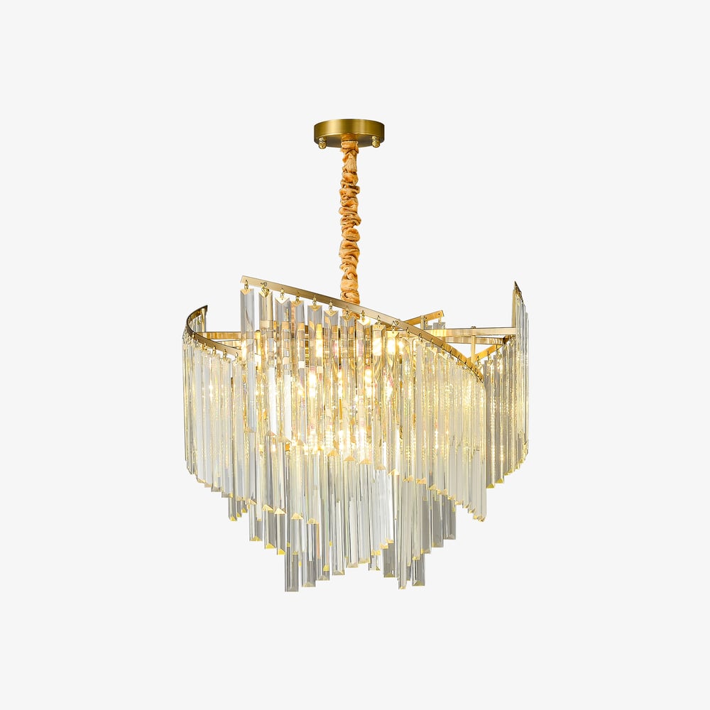 Spiral Art Modern 10-light Crystal Chandelier with Adjustable Chain in Gold window image