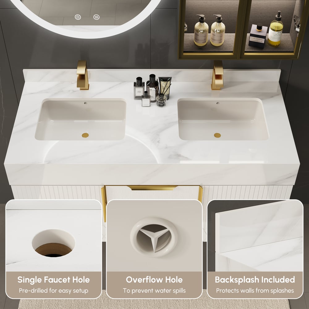 Aro 120cm Floating Double Bathroom Vanity with Sink and Sintered Stone Top window image
