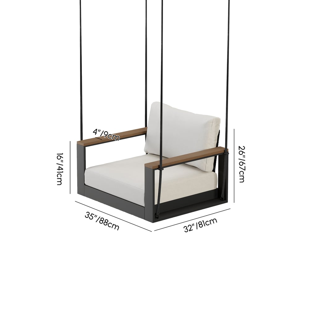 Tevara Outdoor Swing Sofa in Warm White with Cushion & Black Cover weights dimensions image