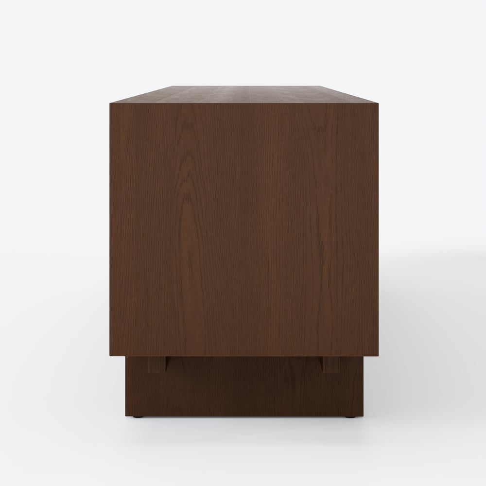 Panvyr 80" Ash Wood Walnut TV Stand with Storage window image