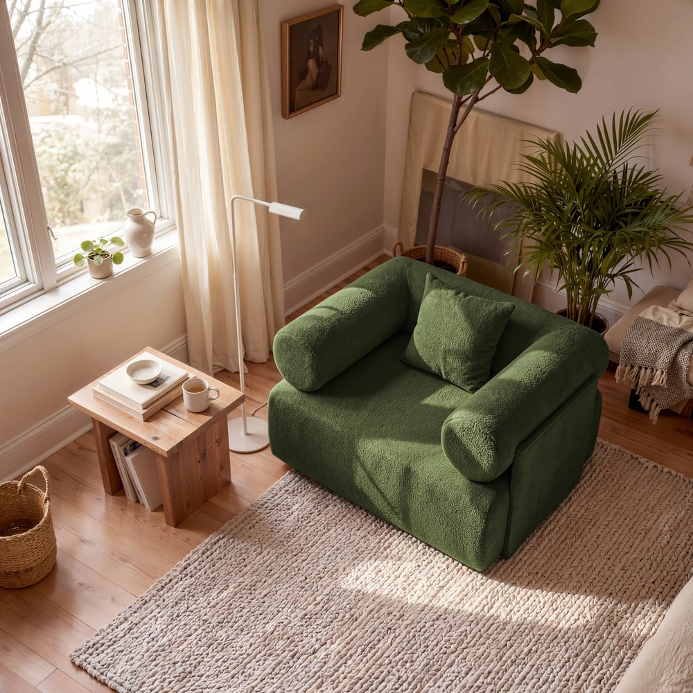 Serene Modern Green Velvet Lounge Accent Chair window image