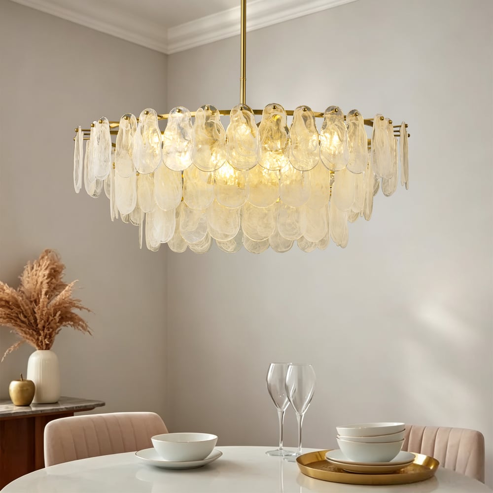 Cloude 39" 12-Light Glass Chandelier with Bulbs & Adjustable Height window image