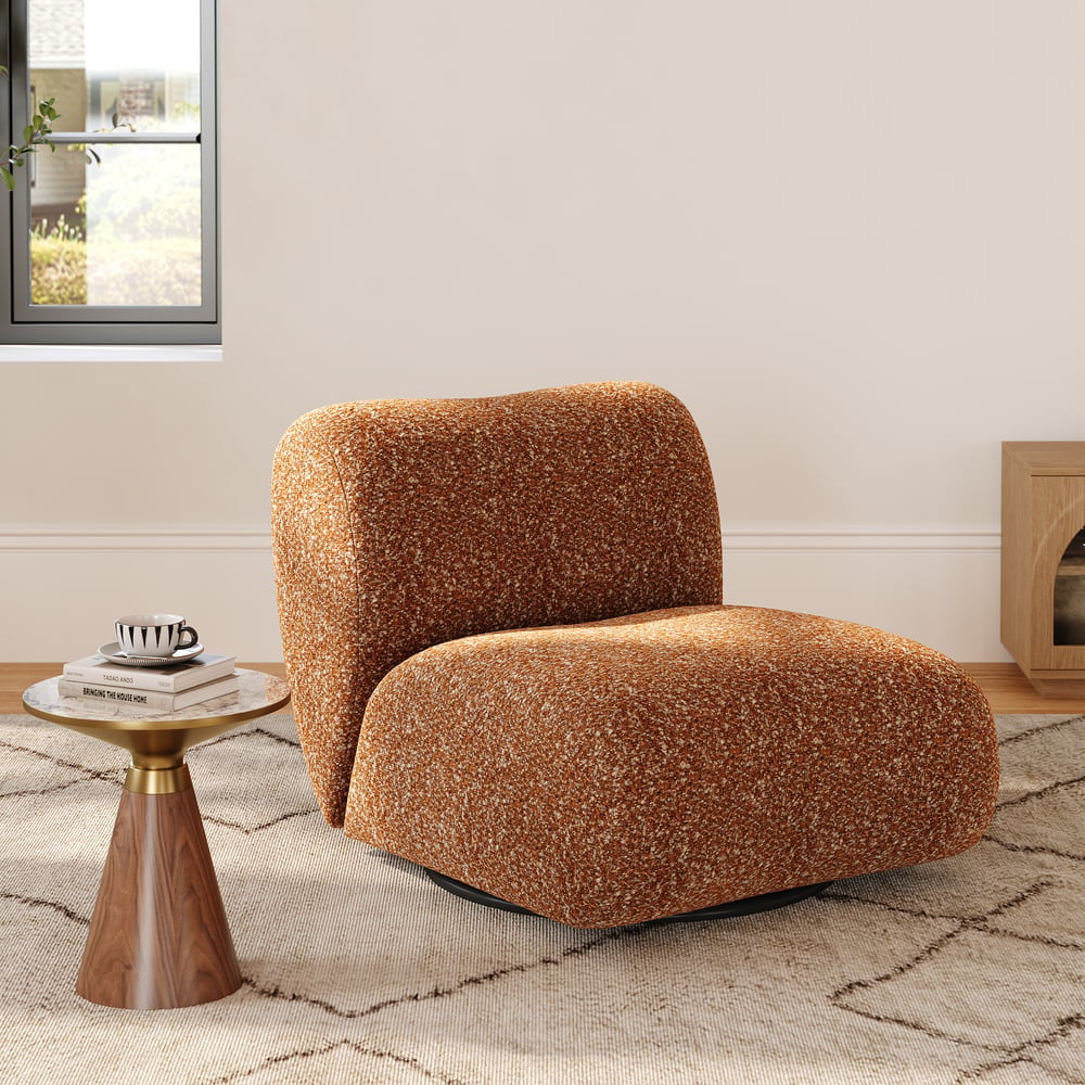 Modern 17" Performance Boucle Swivel Slipper Accent Chair window image
