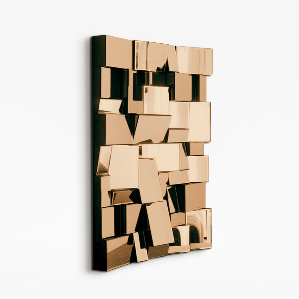 100cm Brown Glass Wall Mirror Geometric Decorative Mirror Vertical & Horizontal Mounting window image