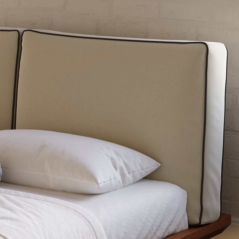 Japanese Style Solid Wood King Floating Bed with Headboard & Light window image