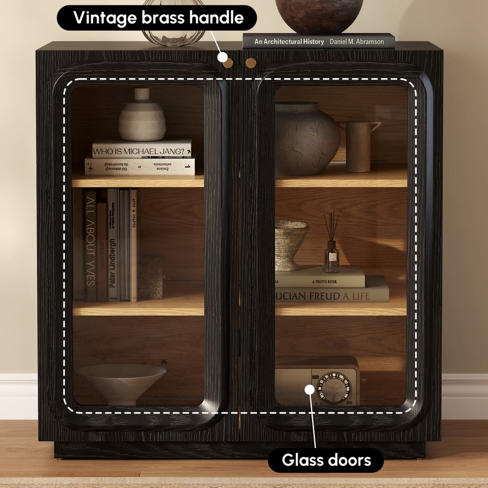 Soporte de TV de 94" con gabinete de cómoda con almacenamiento y LED Imagen de ventana