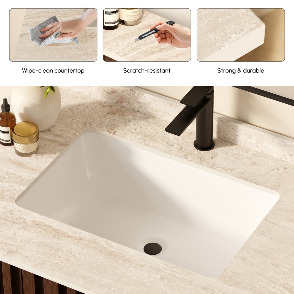Aura 36" Fluted Freestanding Bathroom Vanity with Sink and Light window image