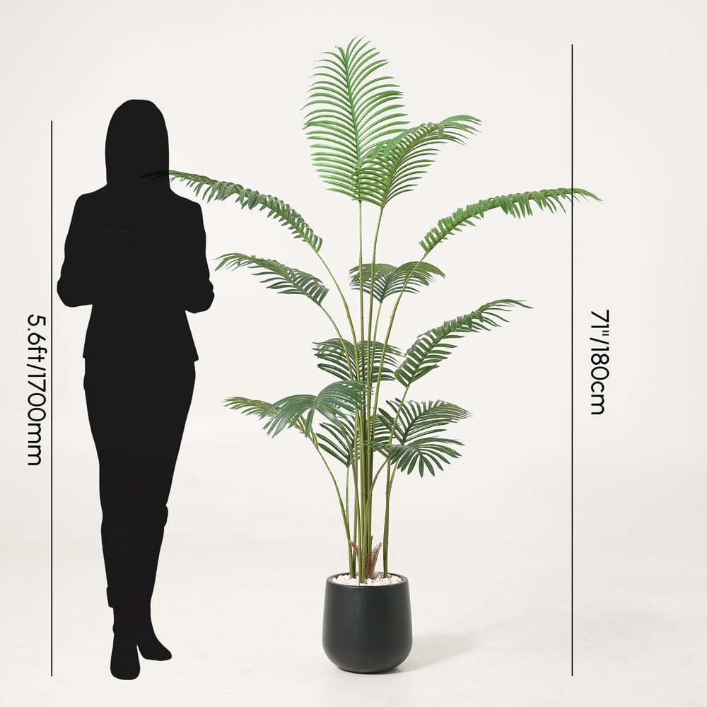6 ft. Artificial Areca Palm Tree with Planter and Decorative Stones weights dimensions image